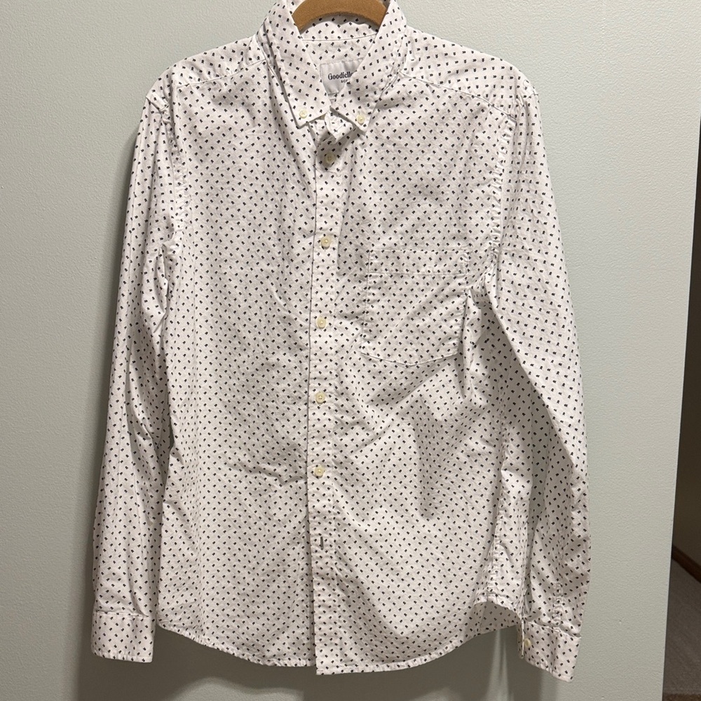 Goodfellow & Co White Shirt with Black Dots